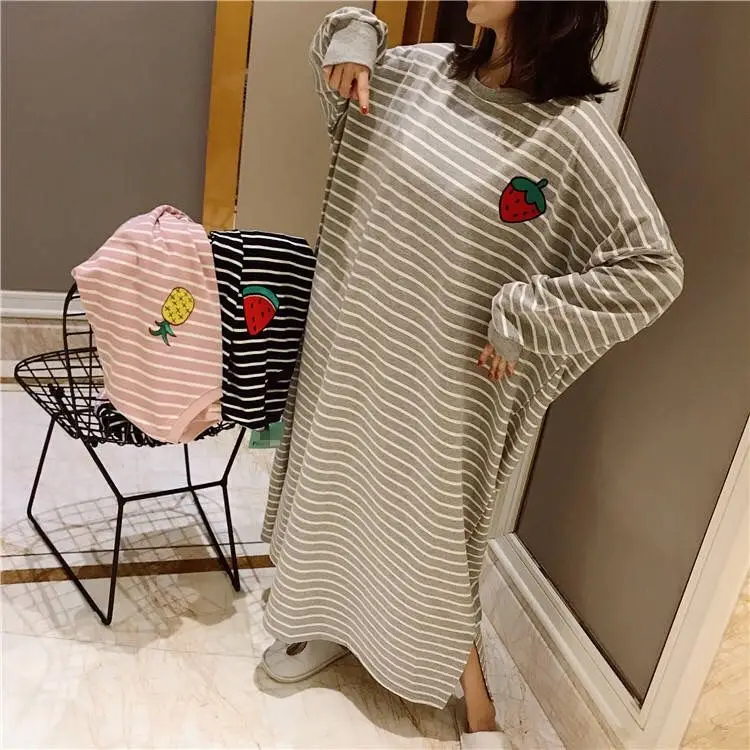 Plus Size 3XL 4XL 5XL Nightdress Women Sleepwear Spring Autumn Long Sleeve Long Nightgown Intimate Lingerie Casual Home Dress