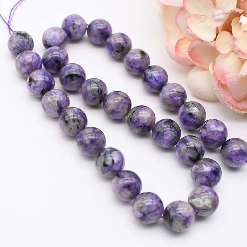 

14mm Natural smooth Charoite round stone beads For DIY necklace bracelet jewelry making 15 "free delivery