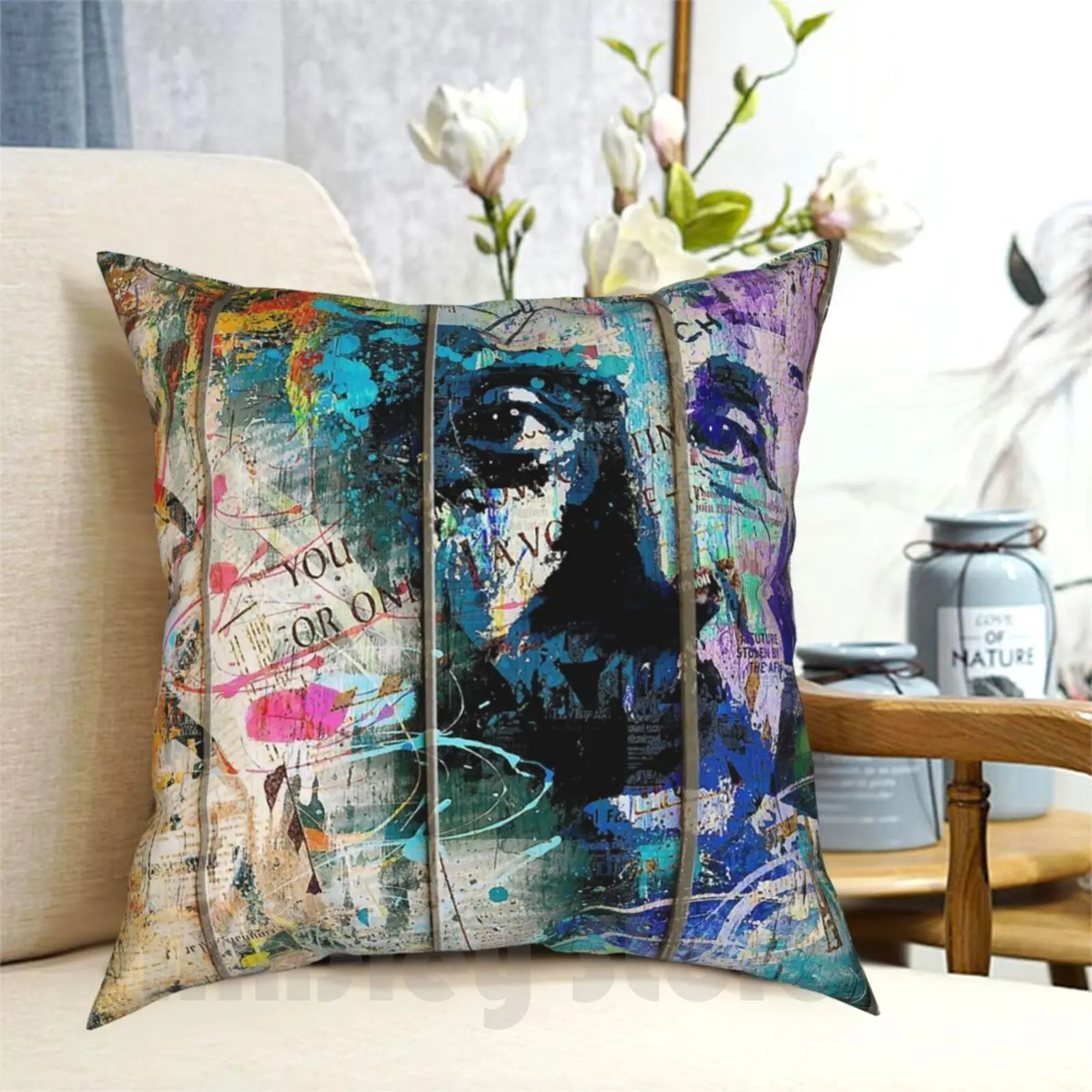 Artistic I-Albert Pillow Case Printed Home Soft Throw Pillow Mad Scientist Crazy Color Cool Colorful Modern Abstract