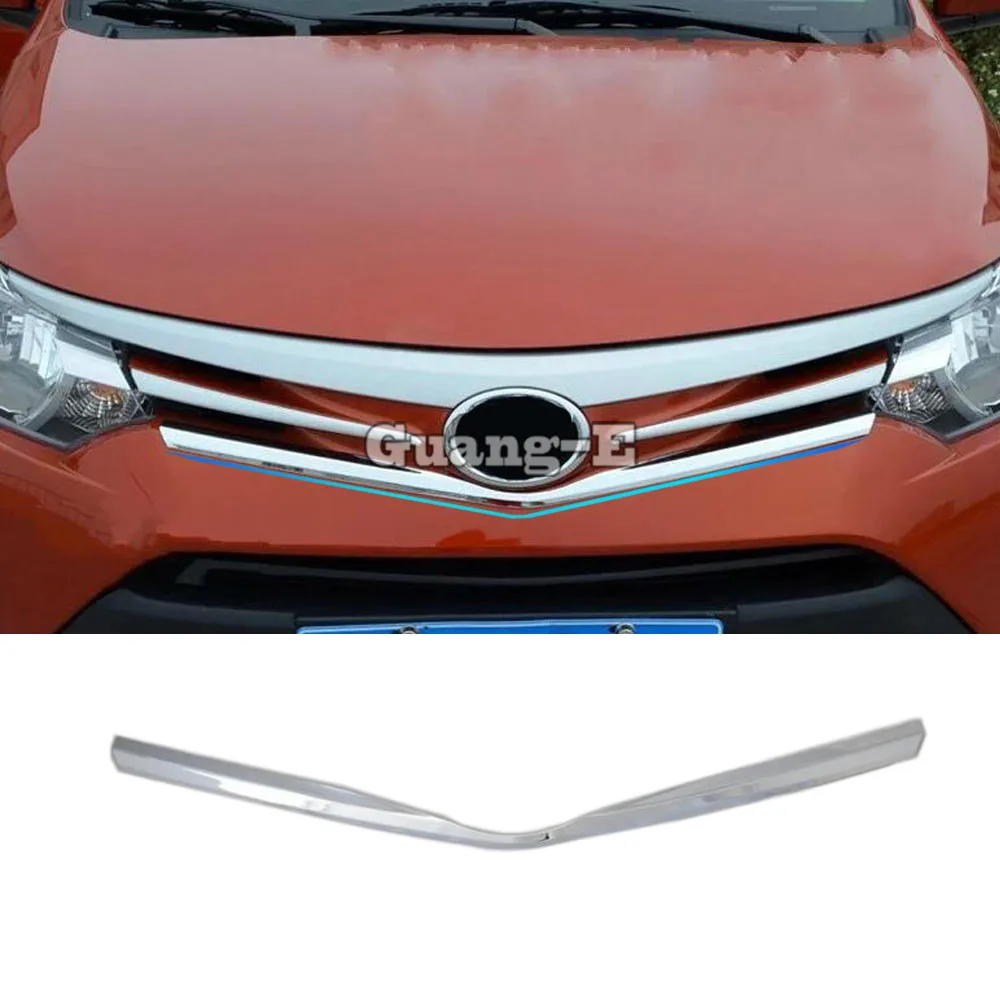 

For Toyota Vios/Yaris/Sedan 2014 2015 2016 Car Styling Protection ABS Chrome Trim Front Up Grid Grill Grille Around Panel 1pcs