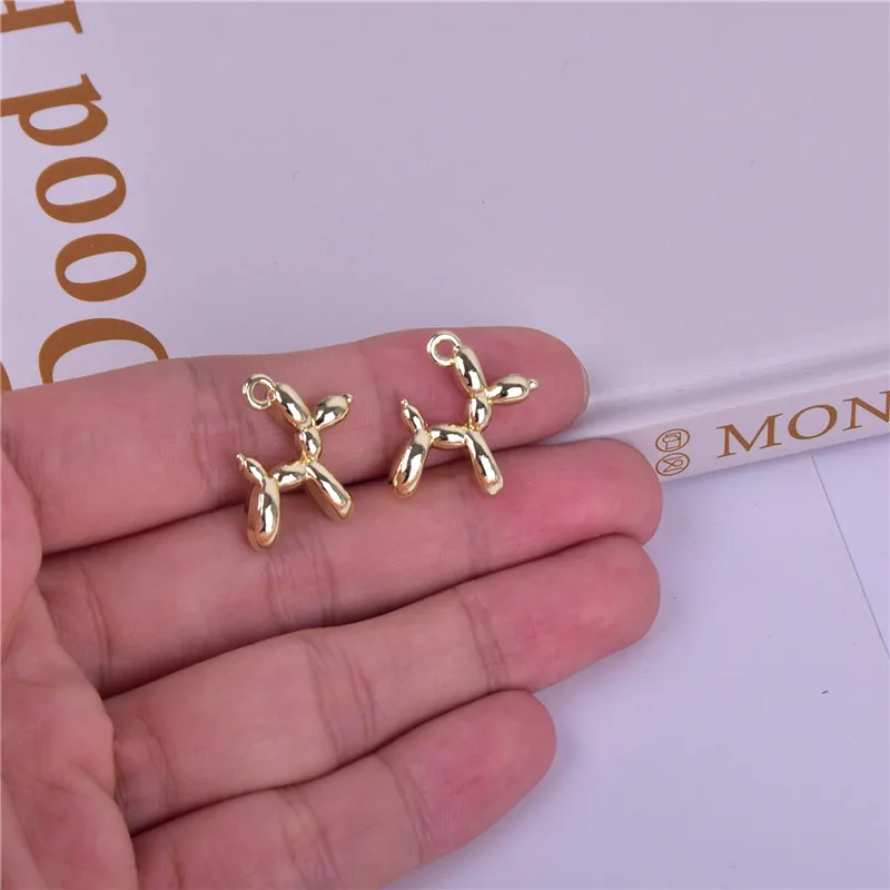 10 개/갑 3D 풍선 개 금속 매력 펜던트 귀걸이 팔찌 DIY 목걸이 보석 만들기