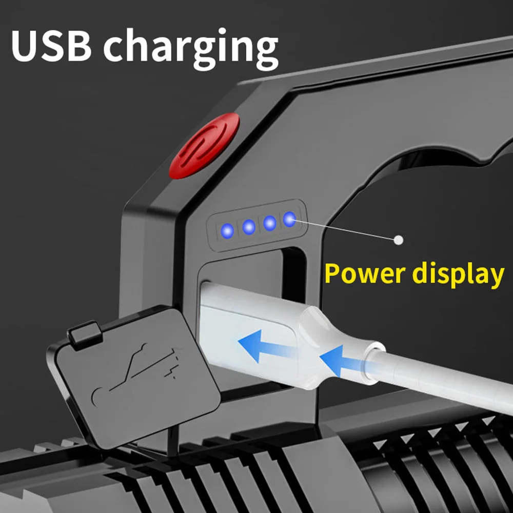 Imagem -03 - Lanternas Led Lanterna de Mão Lâmpada de Acampamento Portátil Luz Forte Long-shot Usb Recarregável Built-in Bateria Iluminação ao ar Livre