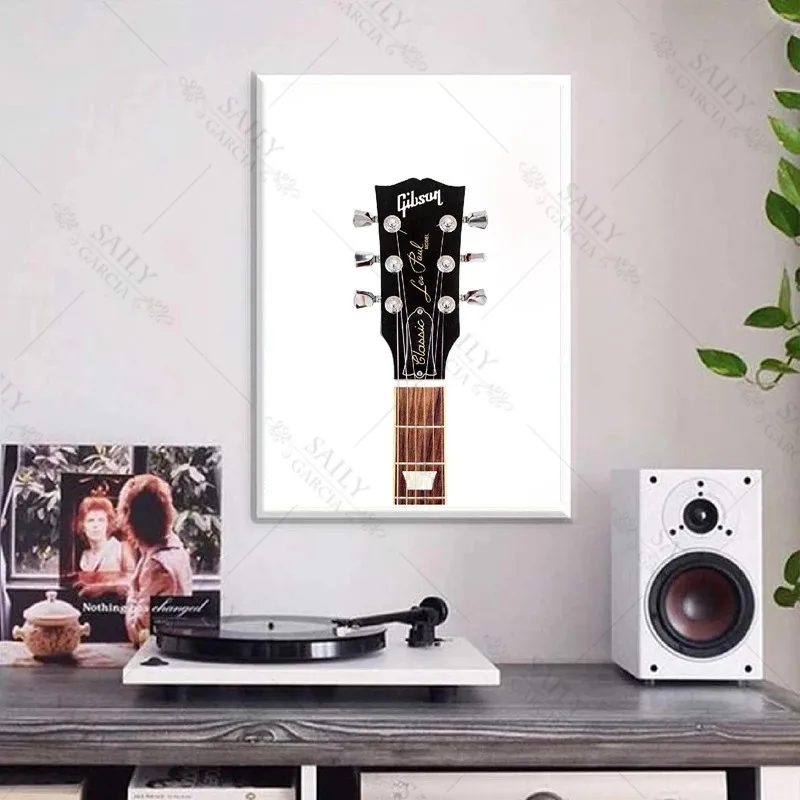 Gibson Les Paul Head Print Home Decor Guitar Rock n Roll Artwork Poster Wall Art Canvas Painting Picture Musician Gift