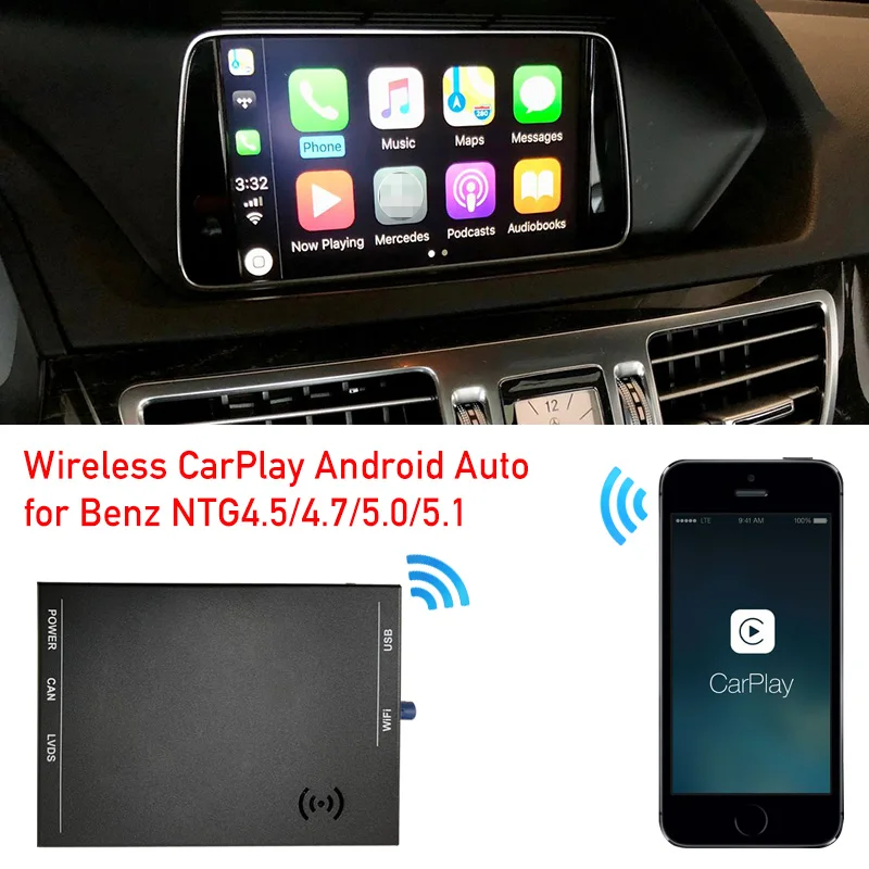 E sınıfı W212 radyo ekran yükseltilmiş kablosuz apple carplay dekoder kutusu android otomatik arayüz modülü orijinal kontrolleri mic