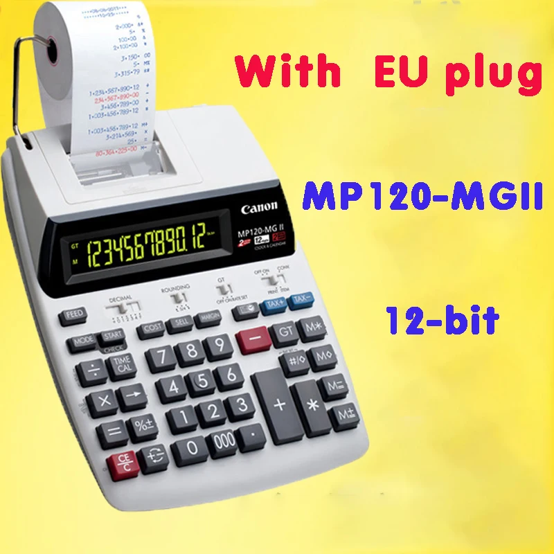 Calculator Mp120-mgii Large Desktop Plug-in Dual Color Print Computer 12Digits with Small Roll Test Paper Lcd Display Calculator