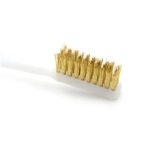 5Pcs/lot Mini Plastic Handle Brass Bristle Wire Brush For Cleaning Welding Slag Rust Hot