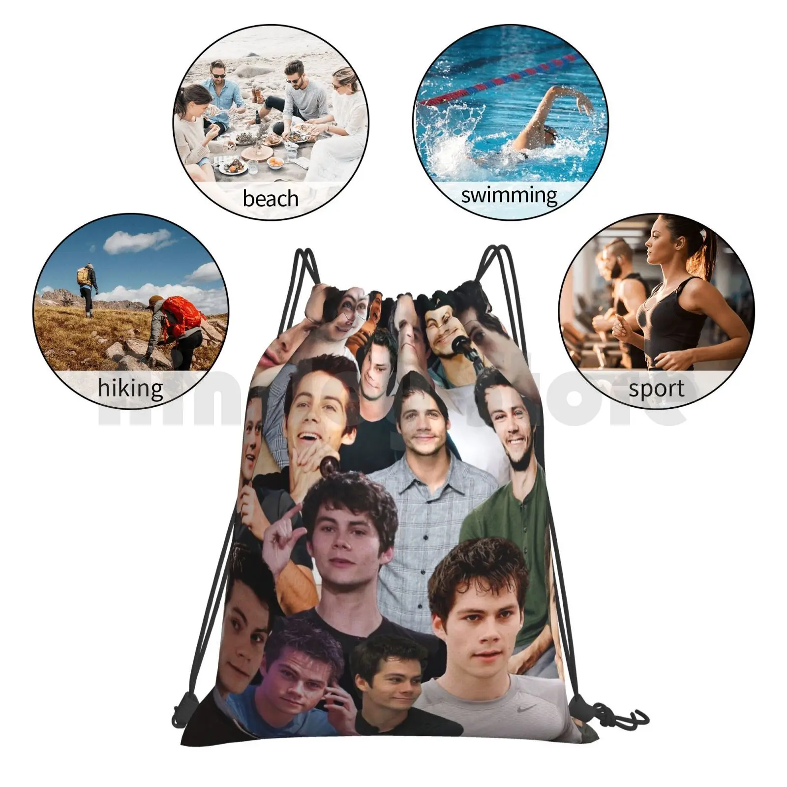 ديلان أوبراين كولاج حقيبة الظهر الرباط حقيبة ركوب تسلق حقيبة قاعة رياضة ديلان أو براين بوب ديلان أو براين في سن المراهقة وولف ستايلز #6