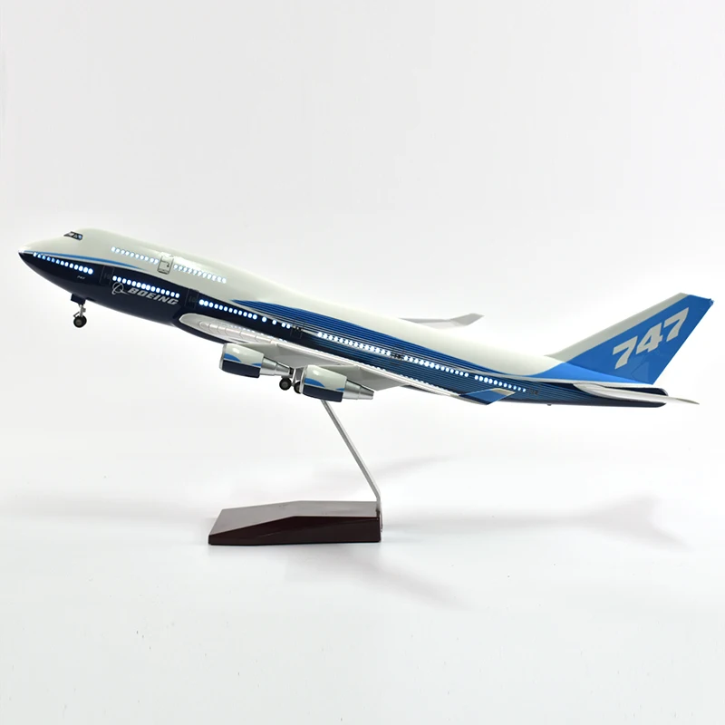 JASON TUTU 46cm Original Boeing 747 Plane Model Airplane Model Aircraft Model 1/160 Scale Diecast Resin Airplanes Planes W Light