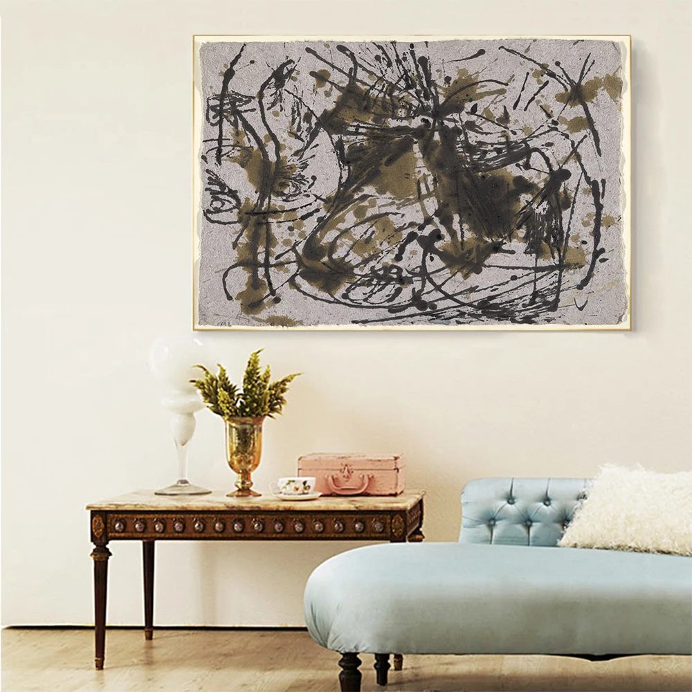 Citon Jackson Pollock《Untitled.1》Canvas Art Oil Painting World Famous Artwork Poster Picture Modern Wall Decor Home Decoration