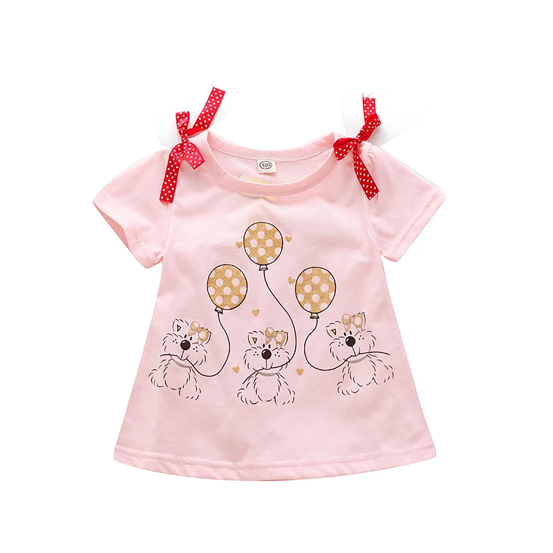 Baby Girls T-shirt Summer Style Short-sleeve Cute Bear T-shirt For Girl Tops Shirt Kids Children Outwear Baby Brand Clothes 2-7Y