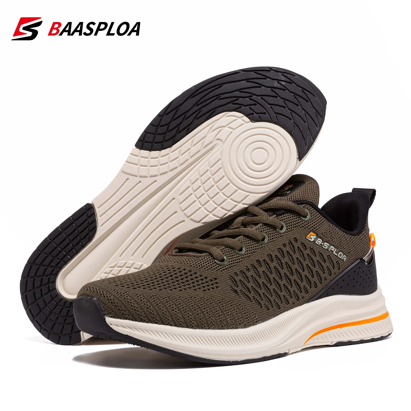 Baasploa New Men Knit Casual Walking Shoes Breathable Trendy Sneakers Original Lightweight Shock Absorption Male Tennis Shoes