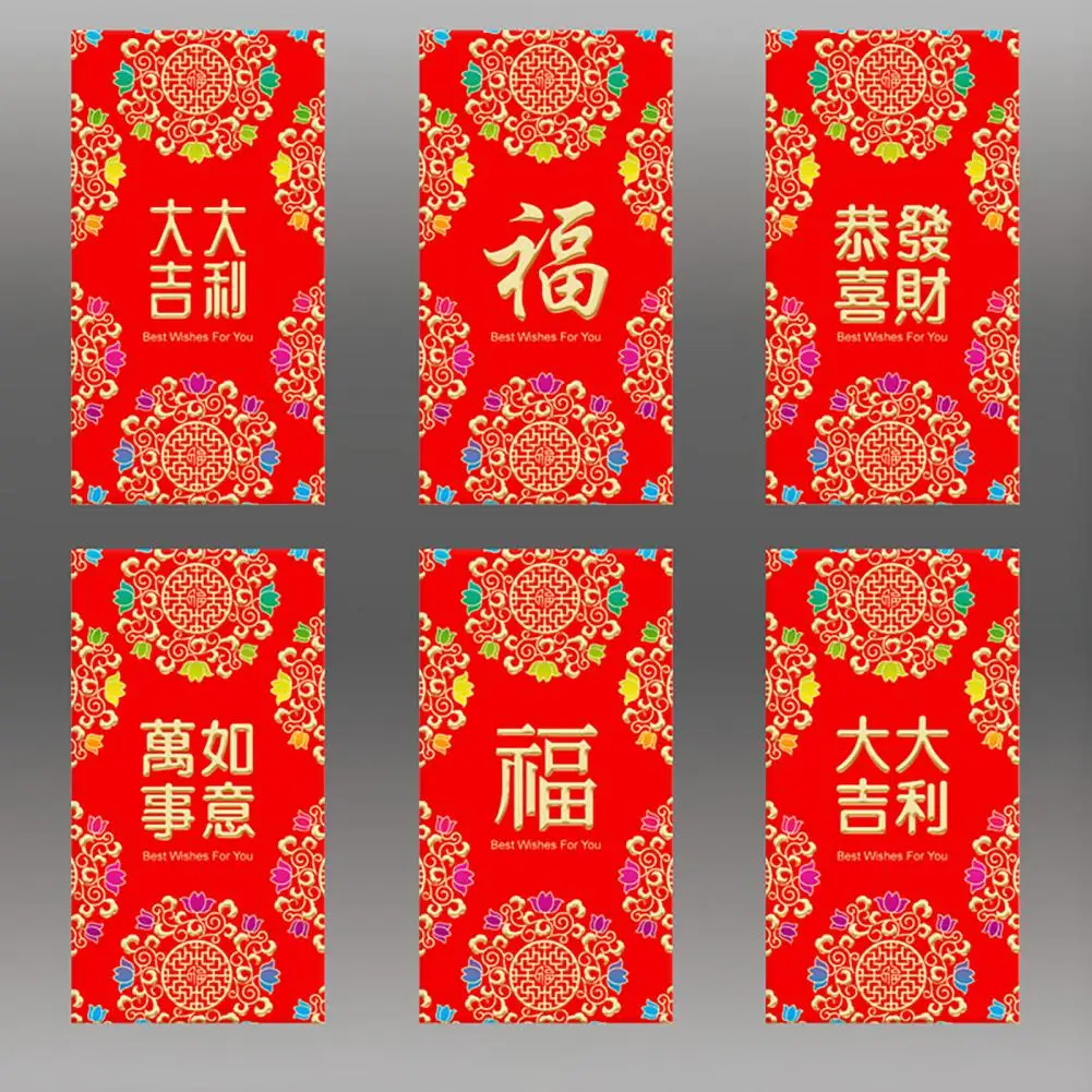 Juego de 6 unids/set de papel de bolsillo rojo con efecto 3D, sobre Rojo, patrón de Tigre, bolsa de dinero de la suerte, estampado en caliente, bolsillo rojo para Festival de Primavera