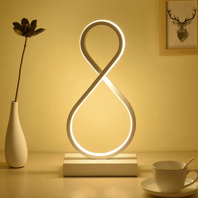 Dimmable LED Table Lamps Black White Ring Desk lamp for Home Living Room Bedroom Bedside Decor lamp Night Light EU/US/AU/UK plug