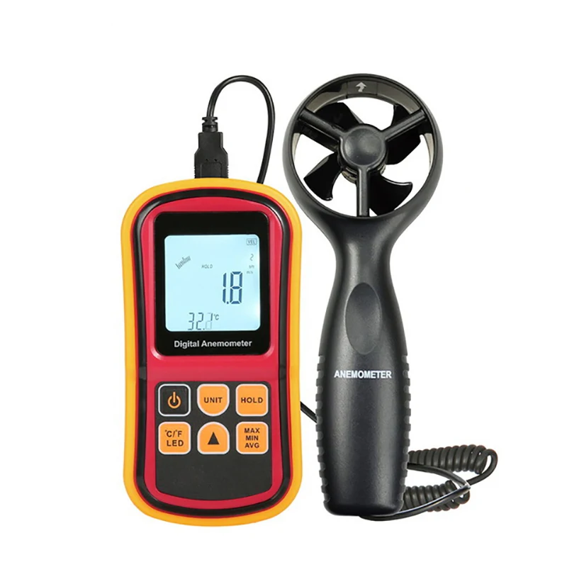 Handheld Digital Wind Speed Meter Anemometer Air Flow Velocity Tester Measuring Device with Backlight Temperature and Wind Chill