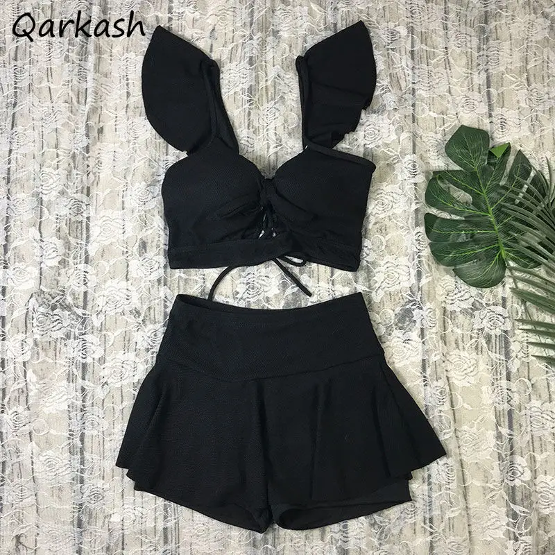 Bikini Set Women High Waist 202 Swimwear Ribbed Biquini Strap Swim Bathing Suits Sexy New Push Up Swimsuits Solid Brazilian Ins