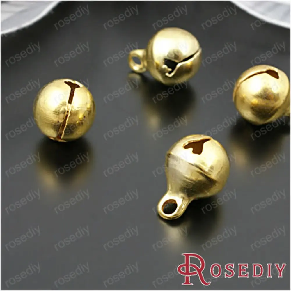 

Wholesale 8mm Gold color Copper Shell Steel Bead Bells can make a sound Diy Jewelry Findings 100 pieces(JM5168)