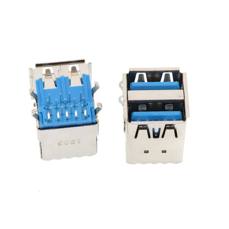 5Pcs USB Connectors 3.0 A Type Female AF Type 90 Degree Side Insertion 180 Degree High Speed Interface MICRO Connector