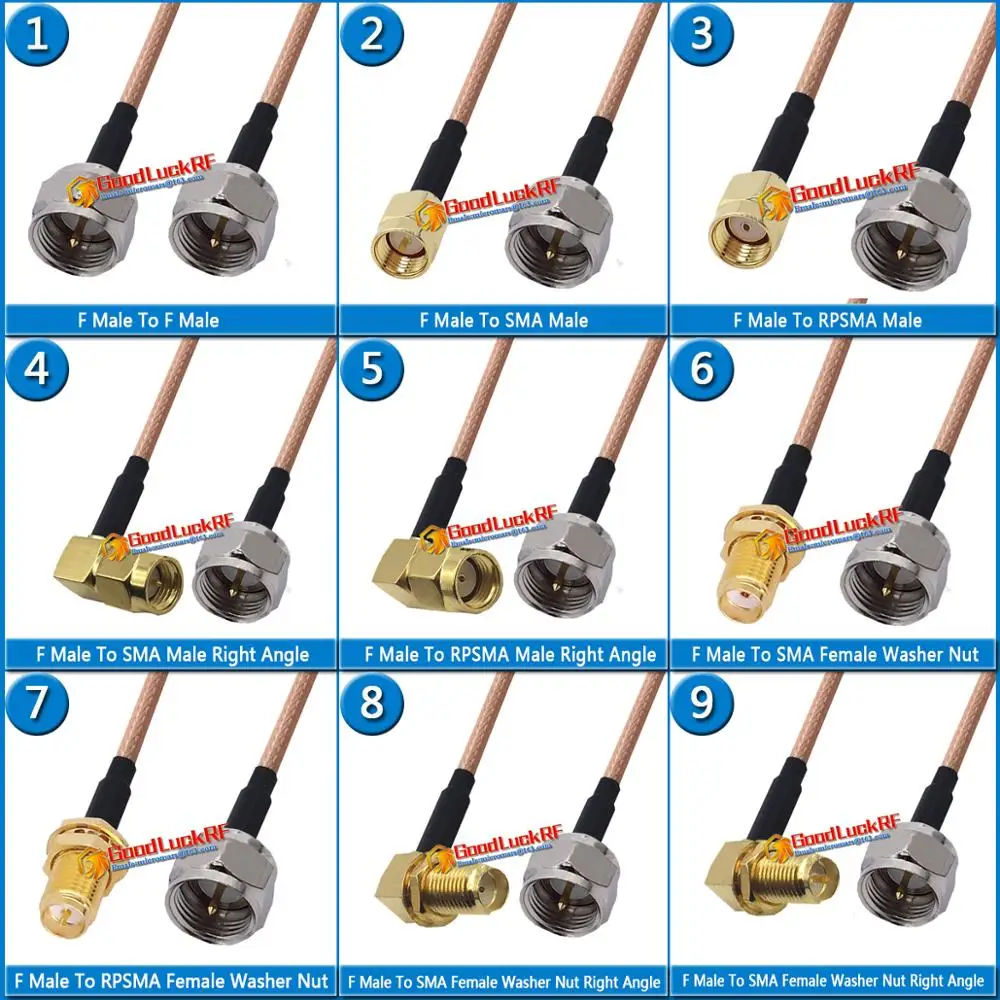 1X Pcs High-quality F Male to SMA Male Plug Coaxial Type Pigtail Jumper RG316 Cable 50 ohm Low Loss F to SMA