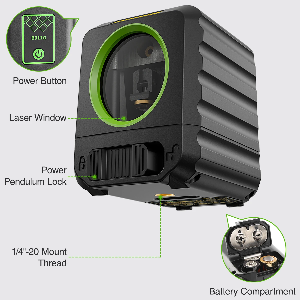 Imagem -03 - Huepar-green Beam Self-nivelamento Laser Level Tools B011g Lines Cruz Horizontal e Vertical Importado Alemanha