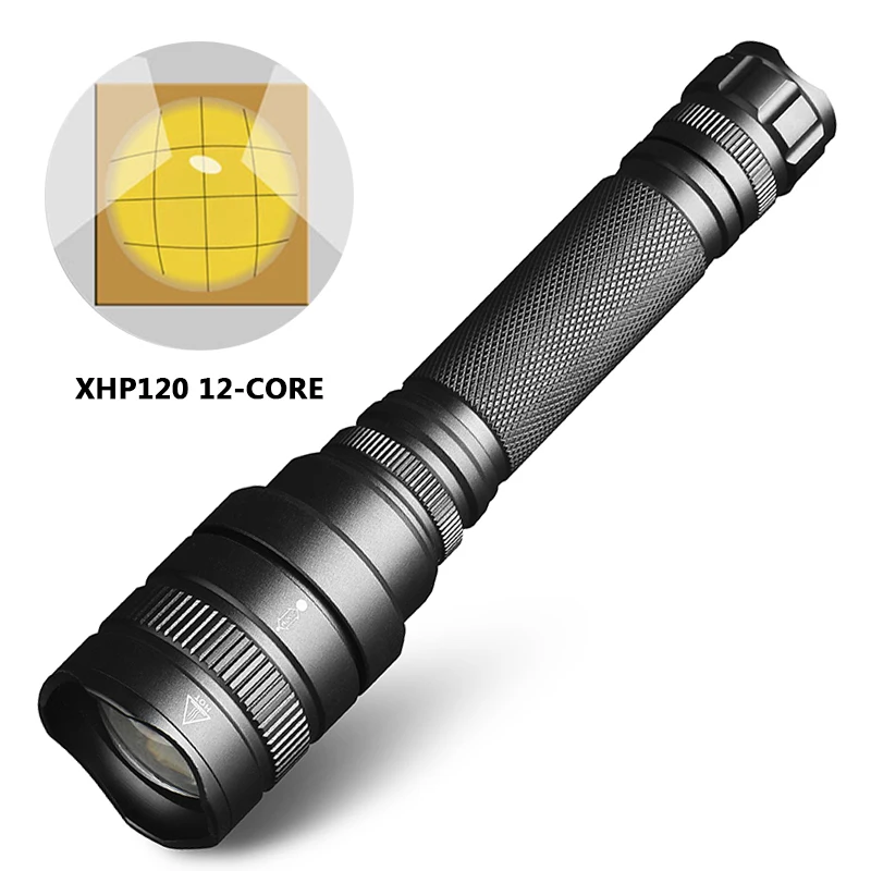 XHP120 12-core High Quality Zoomable Powerful Tactical Led Flashlight Torch 6000lm 18650 Battery Waterproof Hunting Lantern