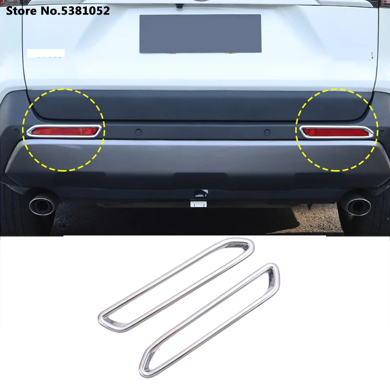 

For Toyota RAV4 2019 2020 2021 Accessories ABS Chrome Rear Reflector Fog Light Lamp Cover Sticker 2Pcs Decoration Trim