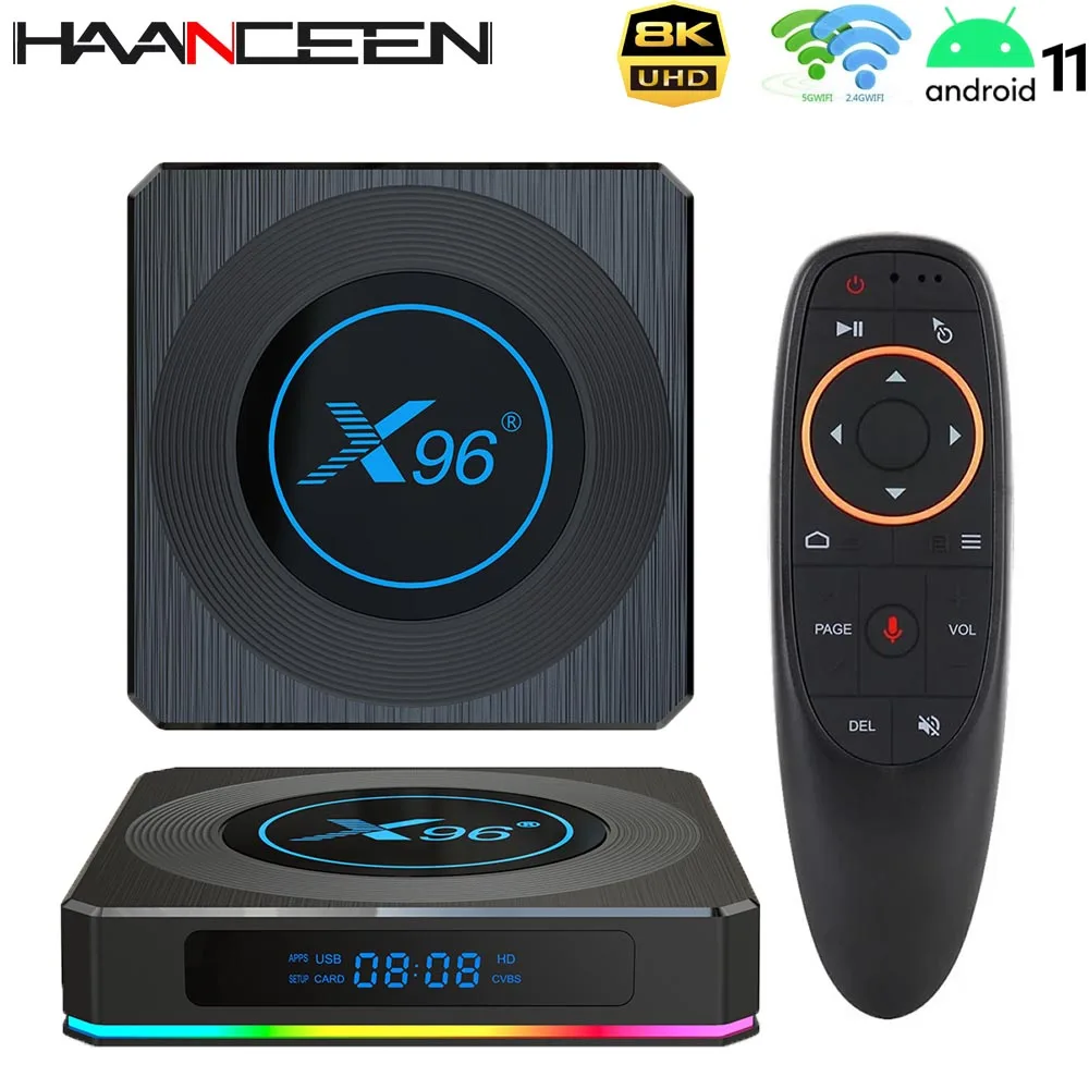 

Smart Box X96 X4 Amlogic S905X4 Smart RGB Light TV Box Android 11 4G 64G Wifi Youtube AV1 Media Player TVBOX 8K Set top box