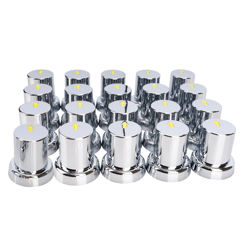 20Pcs 33mm Safety Arrow Chrome Lug Nut Covers ABS Plastic 60mm Long for Trucks Trailers Bus