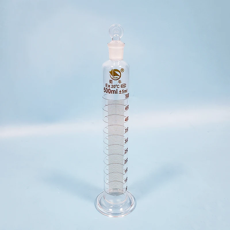 

SHUNIU borosilicate glass measuring cylinder with graduations and ground-in glass stopper,Capacity 500ml,Laboratory Cylinder