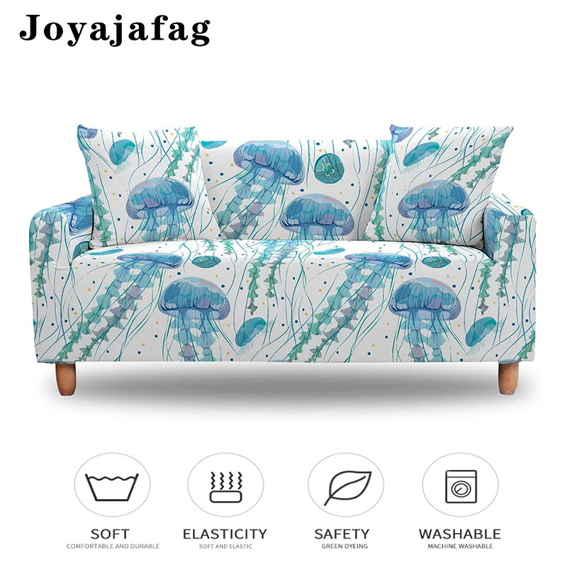 Underwater World Jellyfish Sofa Covers 1/2/3/4 Seater Stretch Couch Cover For Living Room Washable Dust-proof Elastic Slipcover