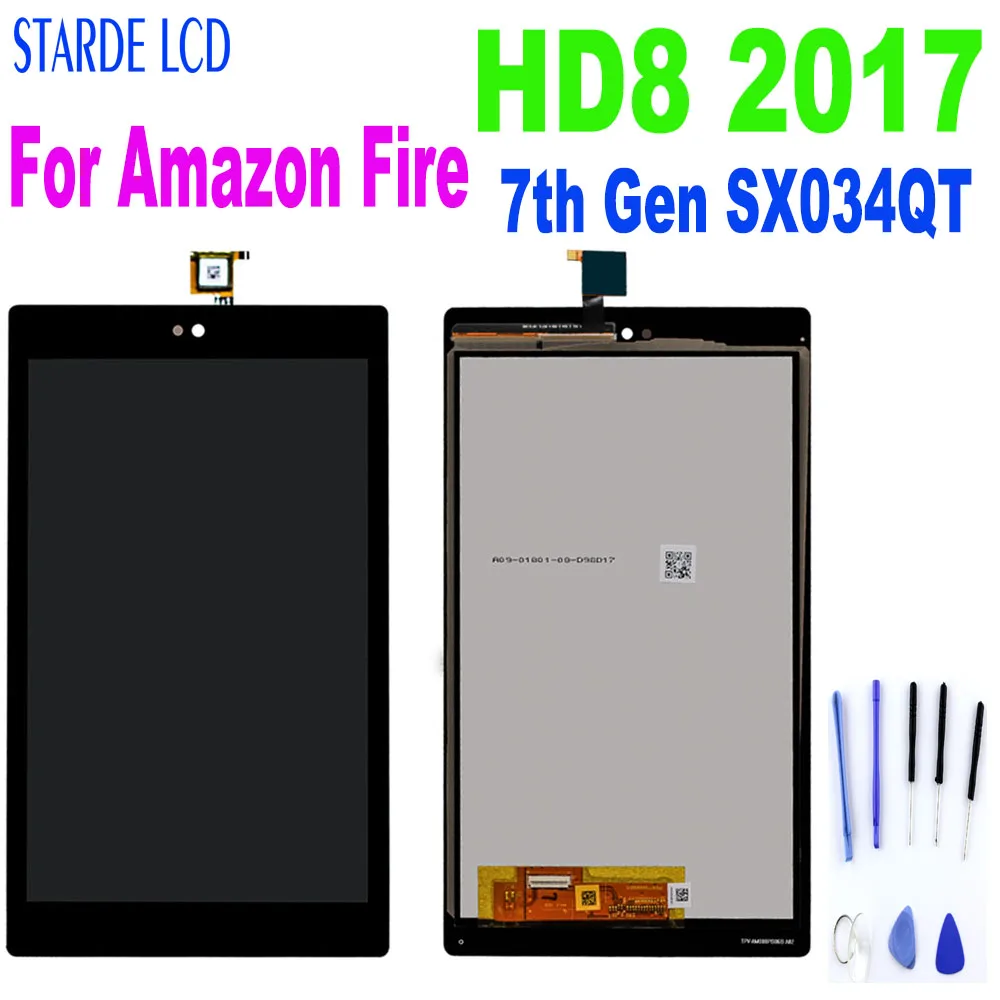 For Amazon Fire HD8 2017 HD 8 2017 7th Gen SX034QT LCD Display Touch Screen Digitizer Assembly Replacement