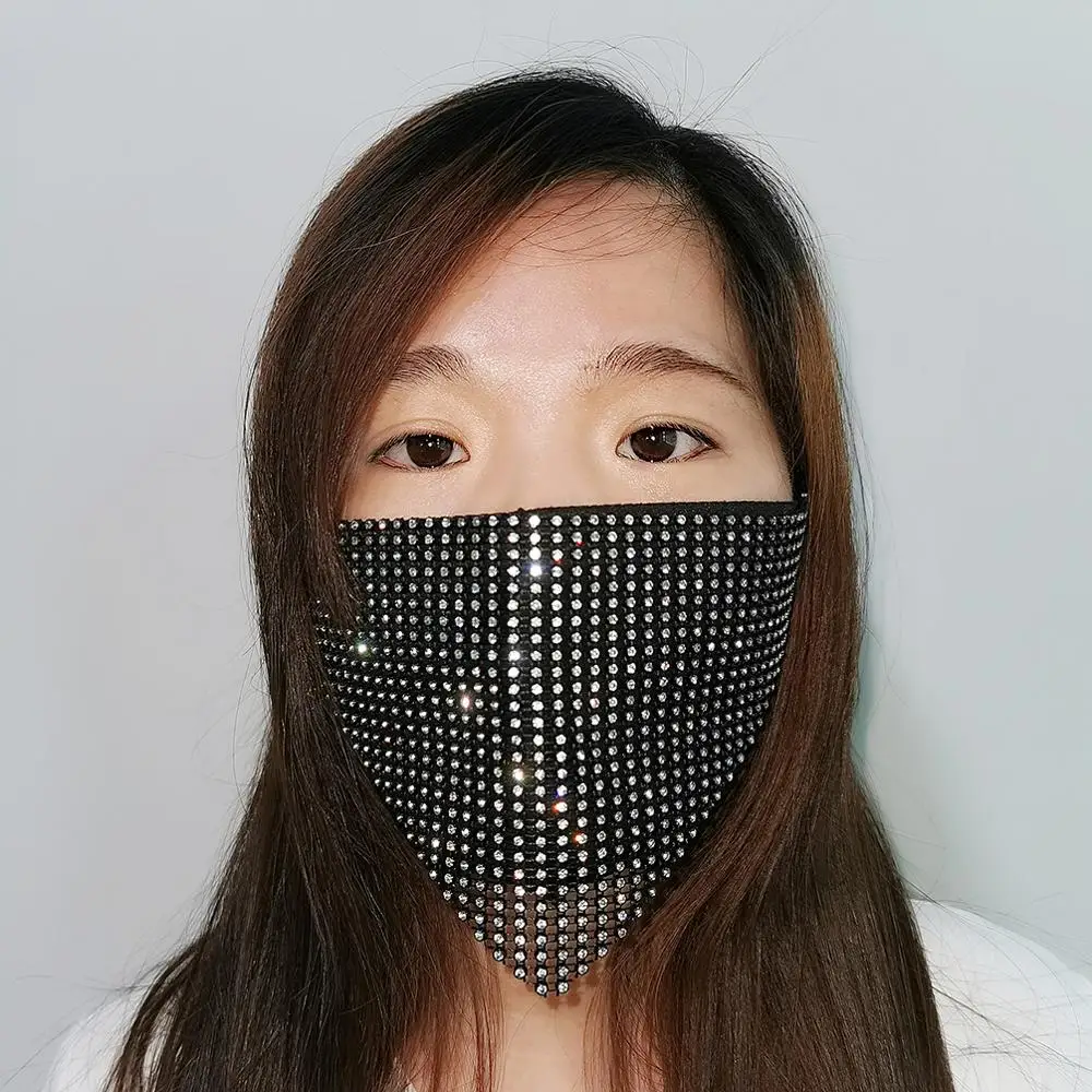 MANILAI-أقنعة حجر الراين المتلألئة للنساء ، مجوهرات مسائية مثيرة ، غطاء للوجه ، مجوهرات للجسم ، قناع للوجه ، قناع فتاة