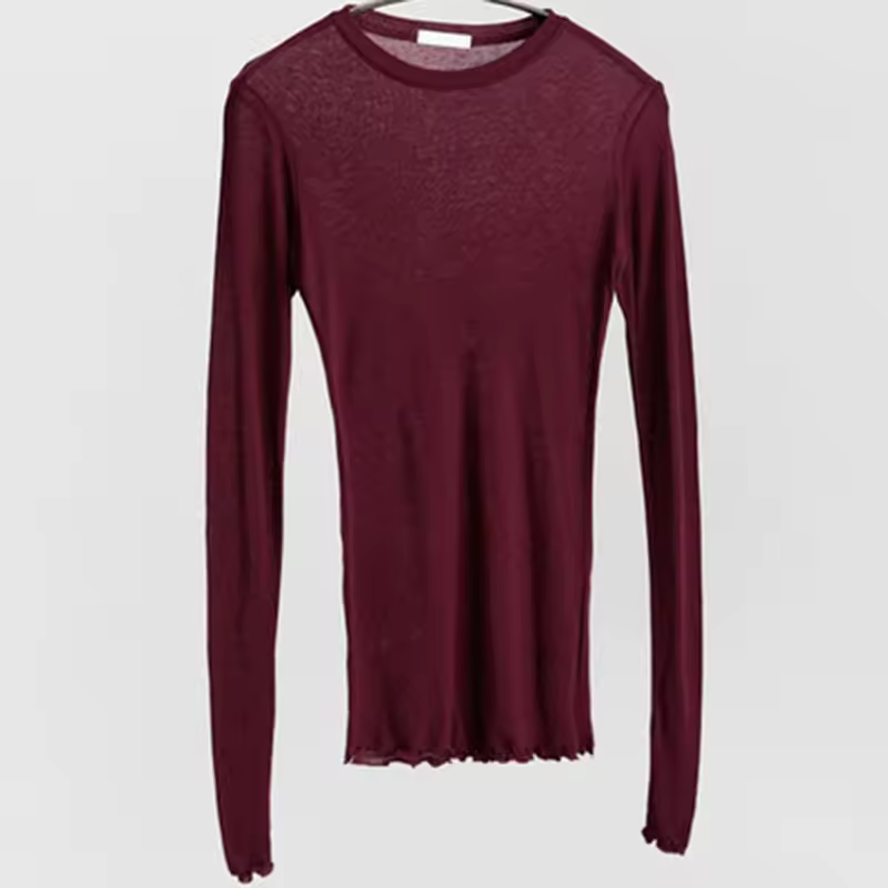 High Quality Plain T Shirt Women  Elastic Basic T-shirts Female Casual Tops Long Sleeve Sexy Thin T-shirt see through - Image 2