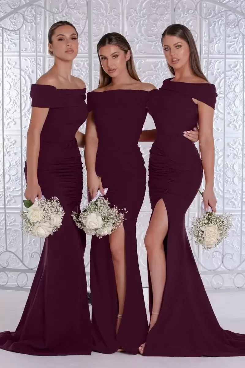 Vestidos de sirena para damas de honor, vestido de satén elástico de cuello alto sin mangas para adolescentes, fiesta de boda, 2020