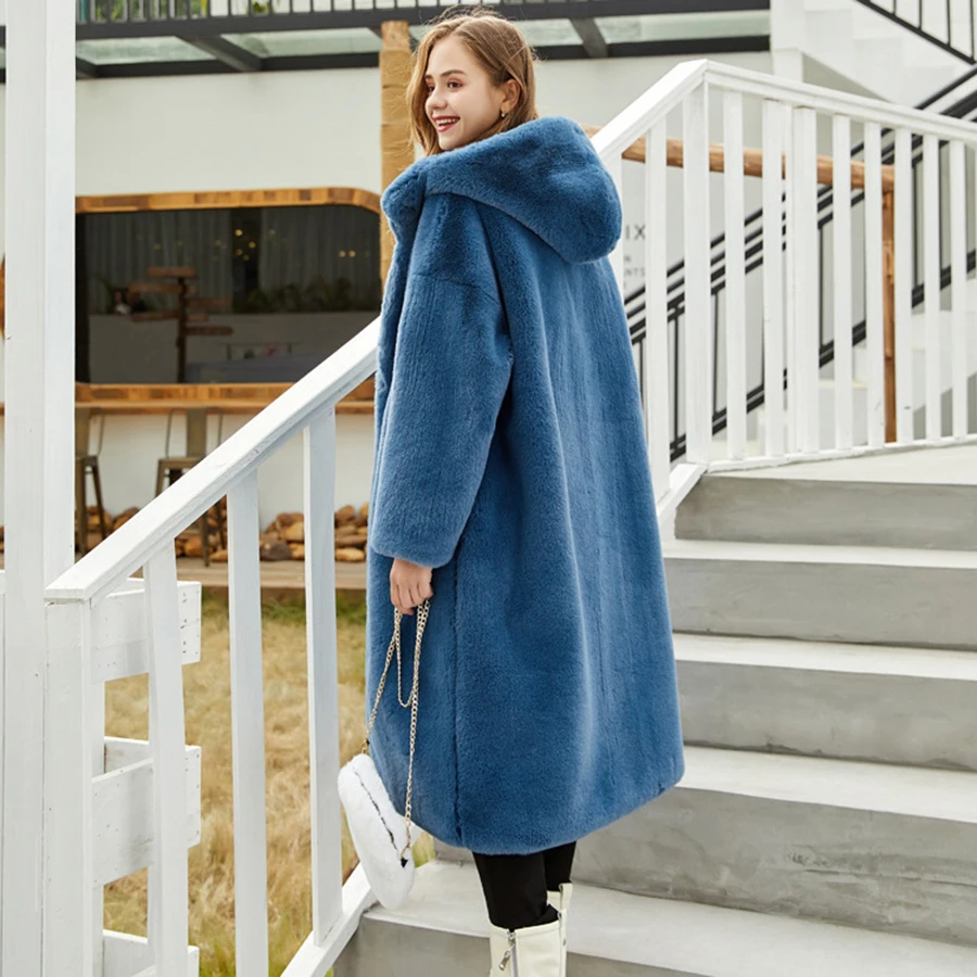 Abrigo de piel sintética con capucha para mujer, chaqueta gruesa y cálida de felpa amarilla y rosa, Chaqueta larga de moda, ropa de calle de manga