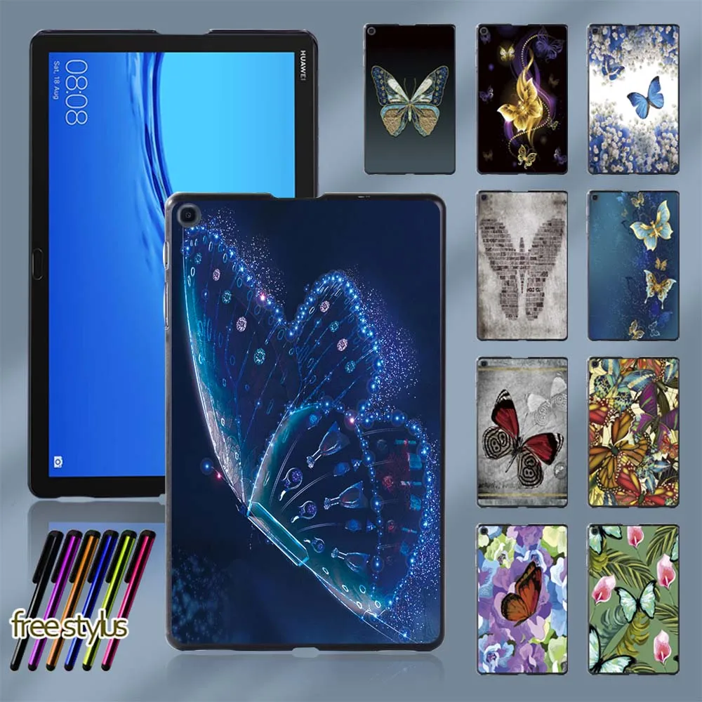 

Butterfly Series Tablet Case for Huawei MediaPad M5 Lite 10.1"/MediaPad M5 10.8" Durable Fashion Slim Hard Back Shell+Pen