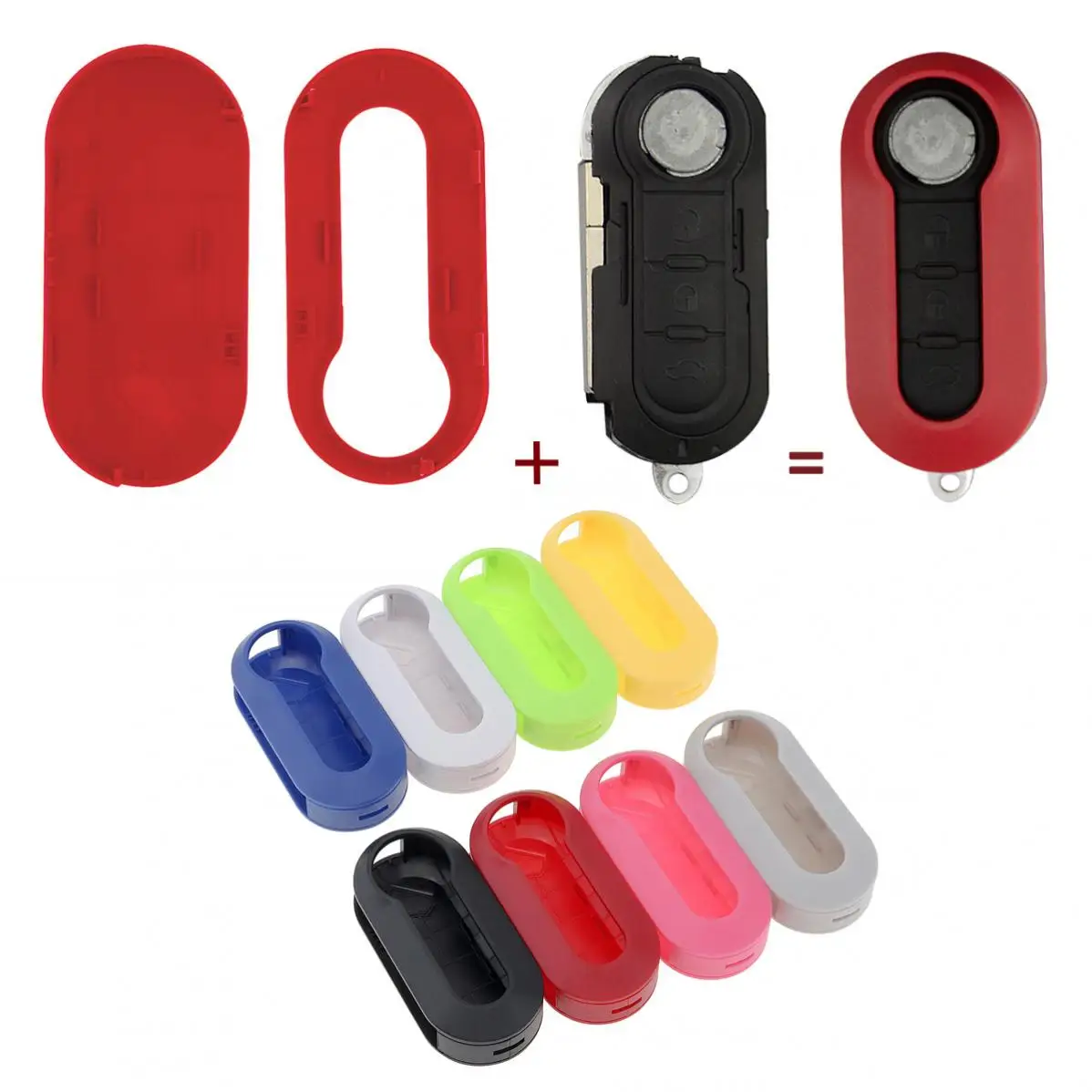 1 pc Car Key Shell Silicone Straight Plate Auto Keys Case Protector Holder Fit for Fiat 500 Panda Punto Bravo