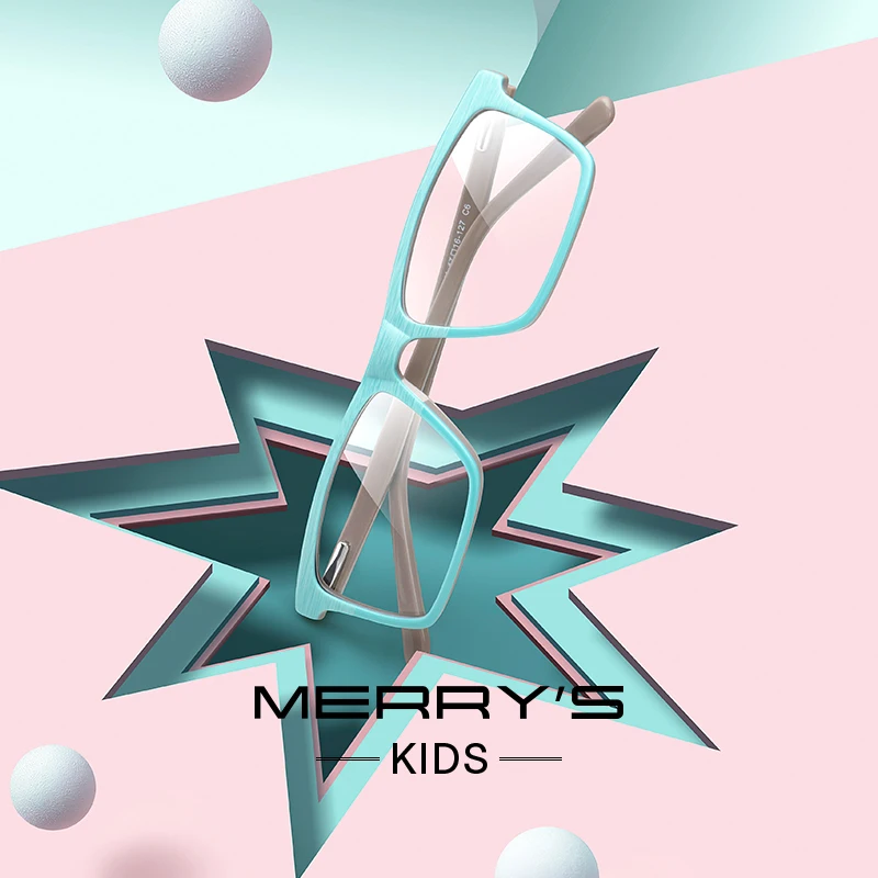 MERRYS DESIGN Kids Anti Blue Ray Light Blocking Computer Glasses Boys Square Glasses Acetate Glasses Frames S7811FLG