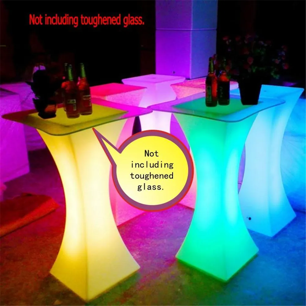 10pcs Out Door Use LED Lighted Bar Cocktail Table Rechargeable Bar Plastic Table  Commercial Furniture without led lights