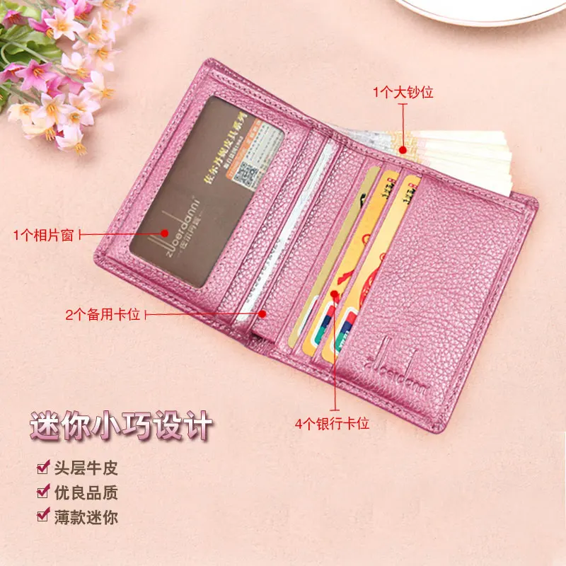 new mini ultra-thin small wallet Ms. cowkin short purse leather purse female ultra-thin purse wallet women