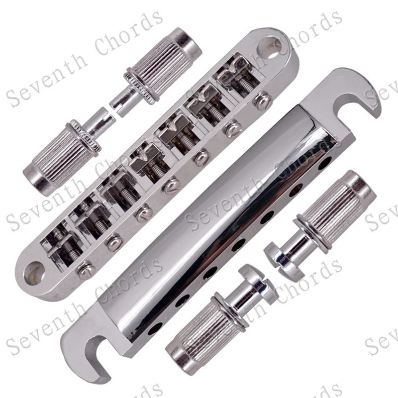 EIN Set 7 Saiten Brücke Und Saitenhalter Für E-gitarre Chrom Und Schwarz Für Wählen Musical Instrument Zubehör Teile – Detail 2