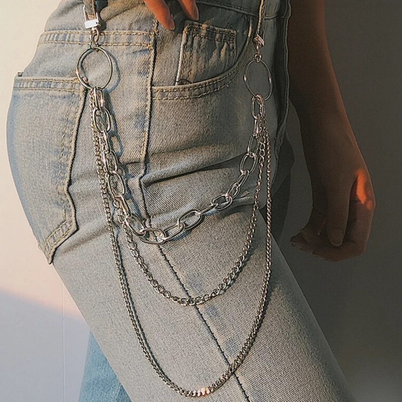 Single/Zwei/Drei Schicht Gürtel Schlüssel Kette Punk Hip-hop Trendy Taille Kette Unisex Hosen Jeans Lange metall Kleidung Zubehör Schmuck