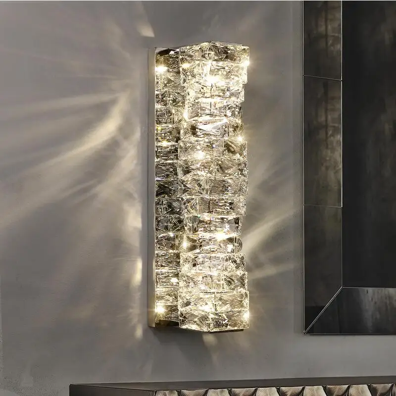 Simple modern crystal wall lamp creative designer light luxury living room background wall bedroom bedside lamp corridor lightin