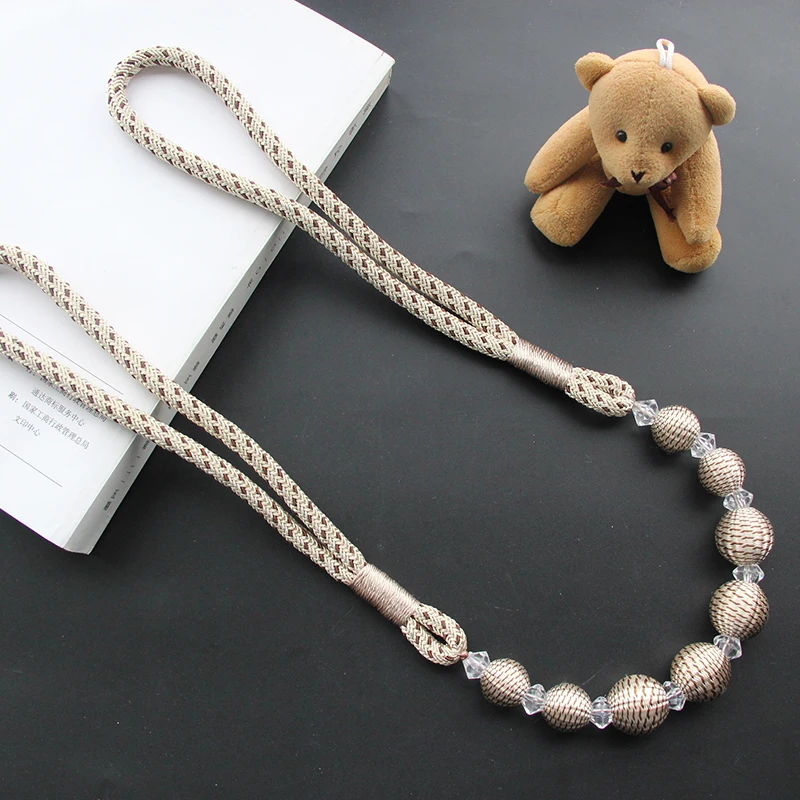1Pc Pearl Curtain Tieback Multicolour Bead Curtains Holdback Buckle Rope Tie Back Home Decorative Accessory Curtain Holder Strap