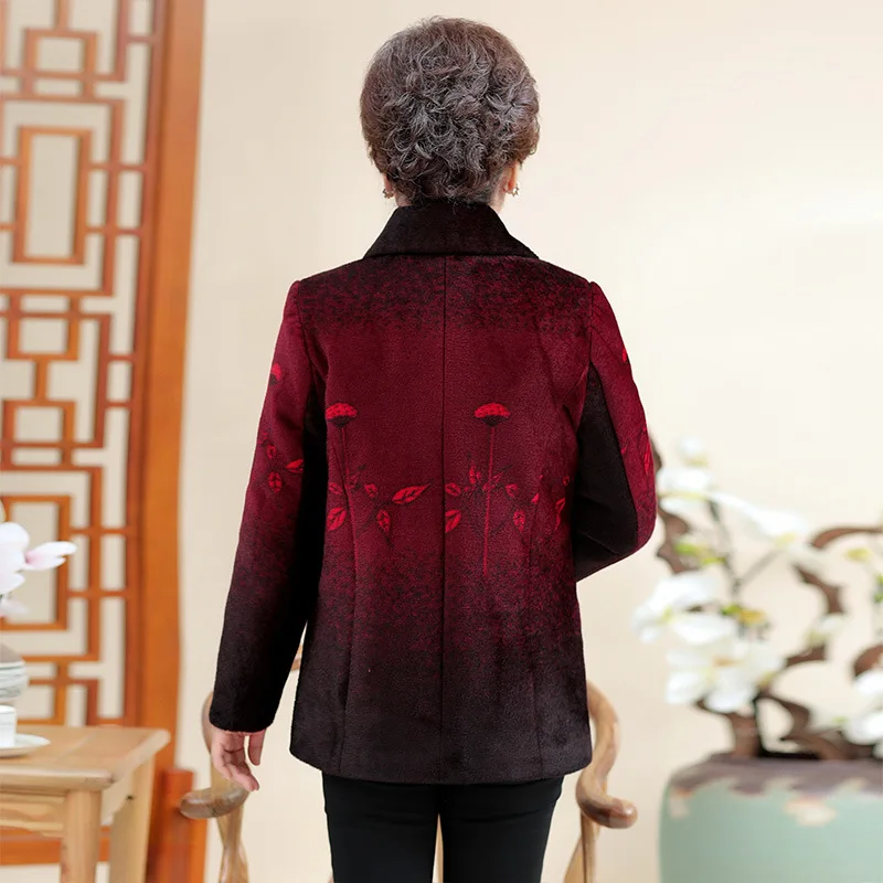 Grandma Wear Cotton-Padded Coat Middle-aged And Elderly Mother Winter Clothes Women Parkas Plus Velvet Mink Fleece Warm Jacket