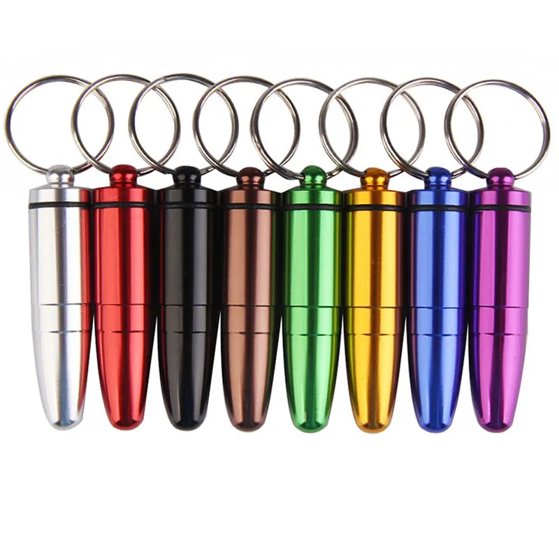 Waterproof Aluminum pill organizer Pocket Medicine Pill Container bullet Box Bottle Keychain tablet Drugs Capsule storage case