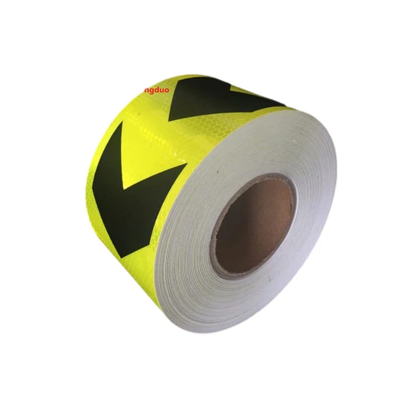 Yemingduo10cm* 25M Self-adhesive PVC Reflective Safety Warning Tape Road Traffic Construction Site Reflective Arrow Mark