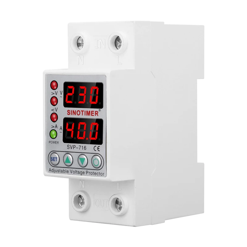 LCD Dual Display Circuit Breaker Adjustable Voltage Relay Control Over Under Voltage Protector 220V 63A 40A Over Current Adjust