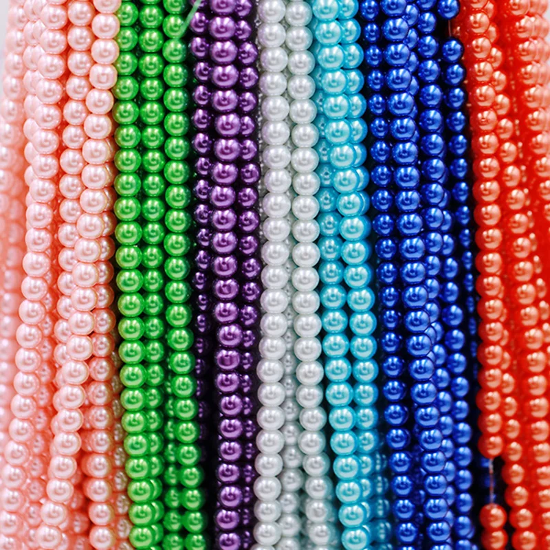 Perles de verre rondes pour la fabrication de bijoux, 4mm, 6mm, 8mm, 10mm, vente en gros, lot en vrac, résultats de bricolage exécutifs