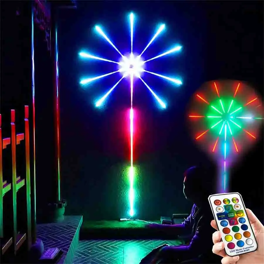 RGB Changeable Firework String Light Music Sync Christmas Starburst Fairy Garland Light Outdoor Party Holiday Lighting Decor