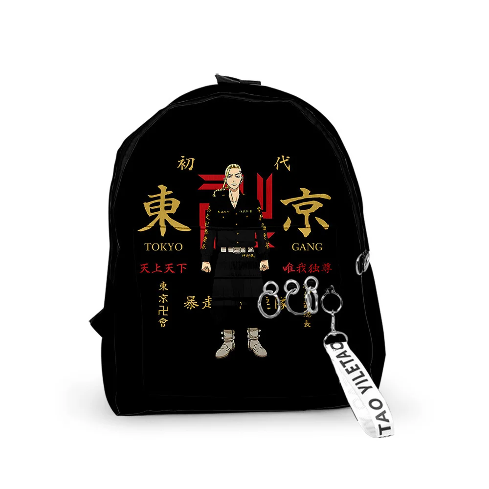 Mochila escolar de Anime Kawaii para niño y niña, bolsa de viaje de hombro japonesa con estampado 3D de Tokyo vengadores, informal, Unisex